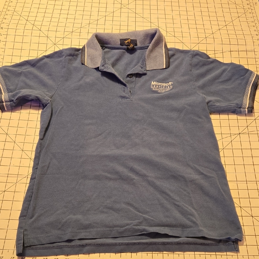Microsoft Blue Polo Shirt Large: E